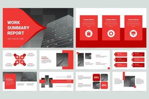 Red simple marketing company slide presentation template vector