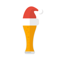 Glass of beer with a Santa Claus hat png