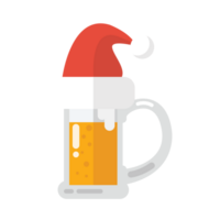 Christmas beer ale mug in with Santa hat png