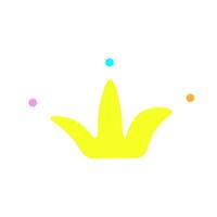 Vector colorful isolated illustration with cute icon of golden crown. Concept with flat hand drawn logo - symbol of royal family and authority of king and queen