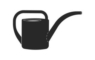 Vector isolated illustration with agriculture icon of flat watering can. Handle pot is equiment to care and add fertilizer for plants, black shape. Trendy tool in the garden, vase for flowers at home