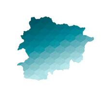 Vector isolated illustration icon with simplified blue silhouette of Principality of the Valleys of Andorra map. Polygonal geometric style. White background.