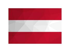 Vector isolated illustration. National Austrian. flag with three bands of color, red, white, red. Official symbol of Austria. Creative design in low poly style with triangular shapes.