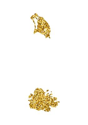 Vector isolated illustration with simplified Antigua and Barbuda map. Decorated by shiny gold glitter texture. Christmas and New Year holidays' decoration for greeting card.