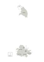 Vector isolated illustration of simplified administrative map of Antigua and Barbuda. Borders and names of the regions. Grey silhouettes. White outline