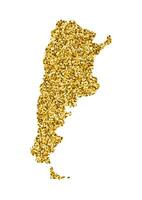 Vector isolated illustration with simplified Argentina map. Decorated by shiny gold glitter texture. Christmas and New Year holidays' decoration for greeting card.