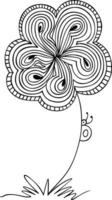 Doodle flower contour line drawing vector