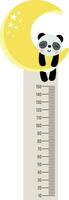 Cute panda on moon ruler for baby growth vector