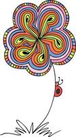 Colorful funny doodle flower drawing vector