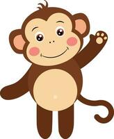 Cute monkey waving isolated on white vector