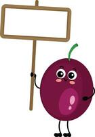 Funny exotic passion fruit mascot holding a blank signboard vector
