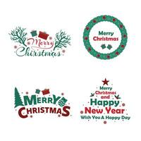 Christmas lettering badge on white background, Christmas typography set, Christmas lettering label collection vector