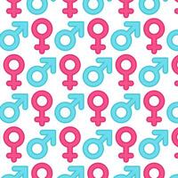 A pattern of symbols of equality between men and women. Venus and Mars signs in flat style on a white background. Masculine and feminine principles. vector