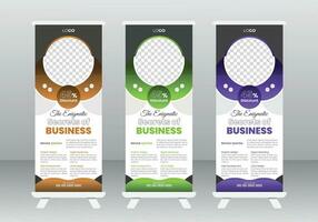 Corporate Roll Up Banner Design Template, Modern Pull Up Banner Design Template, Modern Corporate Business Roll-Up Banner Design Template with multiple Color vector