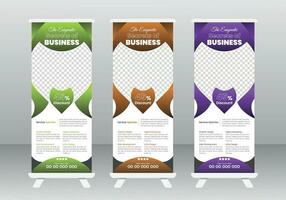 Corporate Roll Up Banner Design Template, Modern Pull Up Banner Design Template, Modern Corporate Business Roll-Up Banner Design Template with multiple Color vector