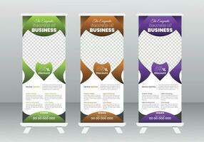 Corporate Roll Up Banner Design Template, Modern Pull Up Banner Design Template, Modern Corporate Business Roll-Up Banner Design Template with multiple Color vector