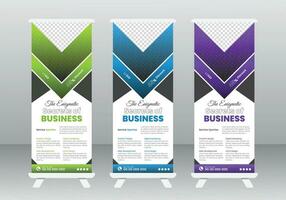 Corporate Roll Up Banner Design Template, Modern Pull Up Banner Design Template, Modern Corporate Business Roll-Up Banner Design Template with multiple Color vector