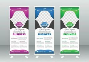 Corporate Roll Up Banner Design Template, Modern Pull Up Banner Design Template, Modern Corporate Business Roll-Up Banner Design Template with multiple Color vector