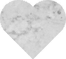 Vector Grunge Halftone Textured Heart Collage Icon Transparent Background