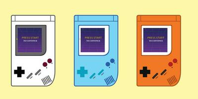 Vector flat illustration of old school console games, nostalgic games. retro gaming stick. children's games.