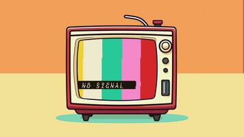 AI generated No signal tv illustration. Retro colorful animated. Video flat cartoon animation design element 4k ai generated