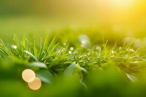 planta cerca arriba con verdor y Rocío gotas antecedentes imágenes fondo de pantalla con ai generado foto