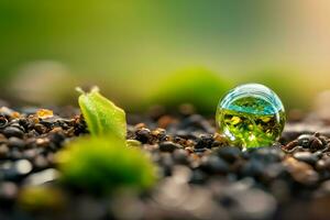 plant close up with greenery and dew drops background images wallpaper with Ai generated photo