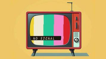 AI generated No signal tv illustration. Retro colorful animated. Video flat cartoon animation design element 4k ai generated