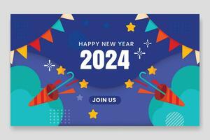 Vector Gradient New Year 2024 Horizontal Banner Template.