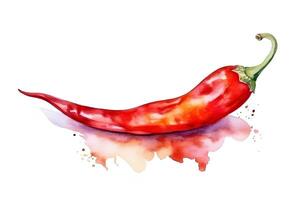 AI generated Watercolor grilled sausages with splashes of paint on a white background. AI generated illustration. photo