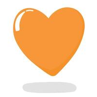 An orange heart isolated on withe background with a little shadow vector