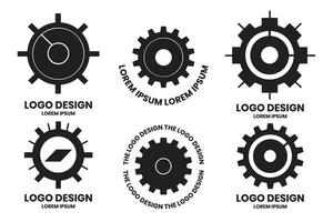 Modern gear and circle logo in minimalist style vector