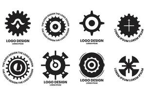 Modern gear and circle logo in minimalist style vector