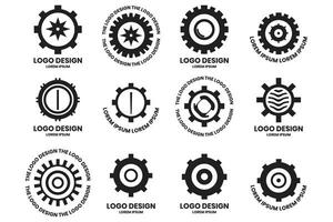 Modern gear and circle logo in minimalist style vector