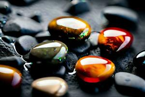 foto de un realista de cerca de un grupo de natural piedras con ai generado