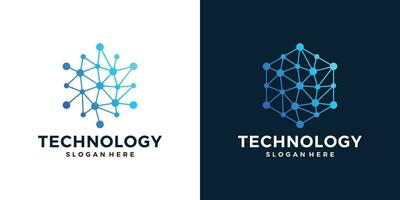 Innovate technology startup logo design with abstract dot, molecule and network Internet system graphic design vector illustration. Symbol, icon, creative.