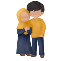 illustration of a romantic muslim couple png