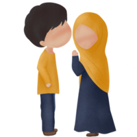 illustration of a romantic muslim couple png