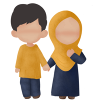 illustration of a romantic muslim couple png