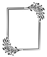 a black and white square frame with a floral design, Black and white floral frame with leaves silhouettes. floral ornament, floral frame with leaves silhouettes. floral ornament vector