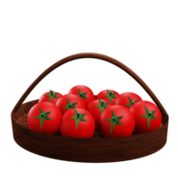 3 D illustration of tomato on a basket png