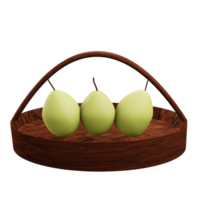 3 D illustration of pearon a basket png