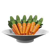 3 D illustration of carrots on a plate png