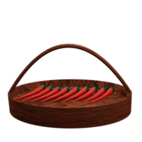 3 D illustration of chili on basket png