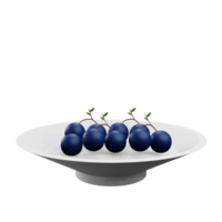 3 D illustration of blueberry on a plate png