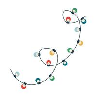 Christmas garland with light bulbs. Winter holiday elements. vector