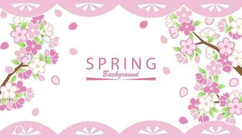 Spring sakura frame background vector