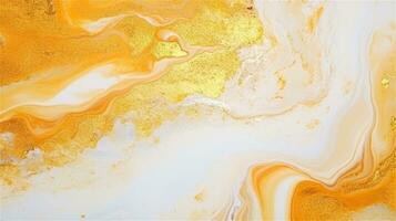 a close up of a marble surface with orange and white paint AI Generated photo