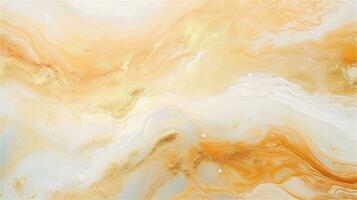 a close up of a marble surface with orange and white paint AI Generated photo