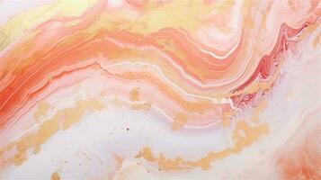 a close up of a marble surface with orange and white paint AI Generated photo